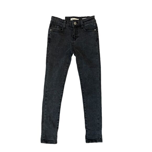 Jessica Simpson Kiss Me Skinny Roll Cuff Jeans Girls 8 Black Wash Denim Mid Rise - Picture 1 of 11